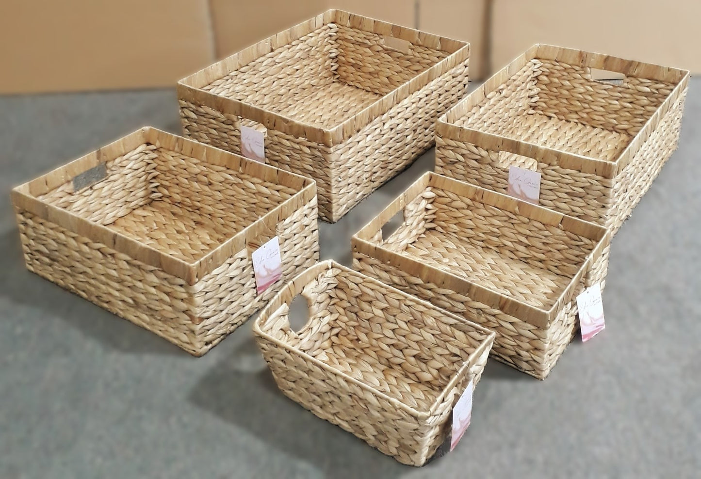 Eden Grace Set of 4 Hand-Woven Wicker Baskets. with Arrow Weave Design- Eco-Friendly Nesting Storage Bins for Home Organization in Bedroom, Bathroom, Laundry Room or Kitchen