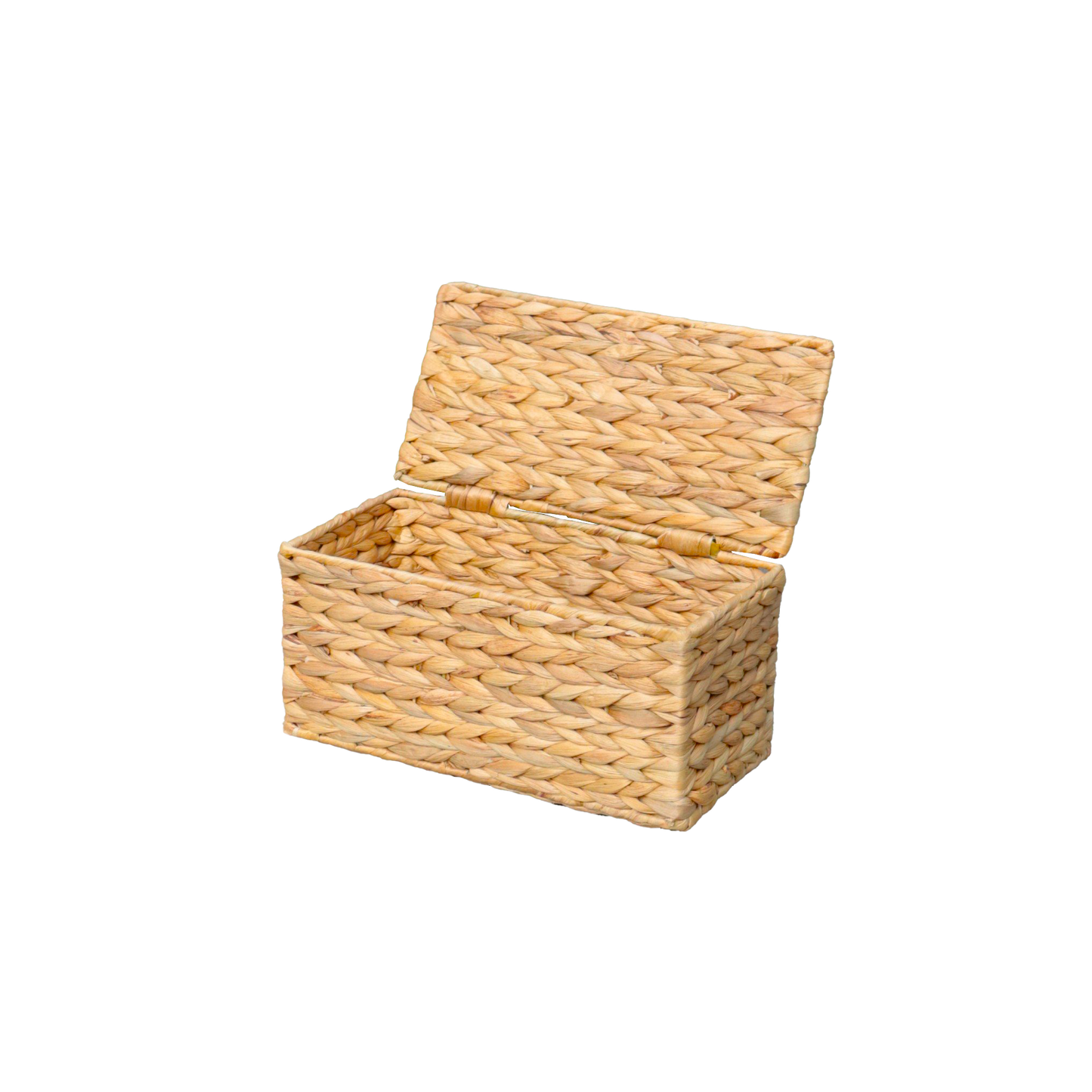 Eden Grace Single Rectangular Basket with Cover - Handwoven Water Hyacinth for Stylish Organization