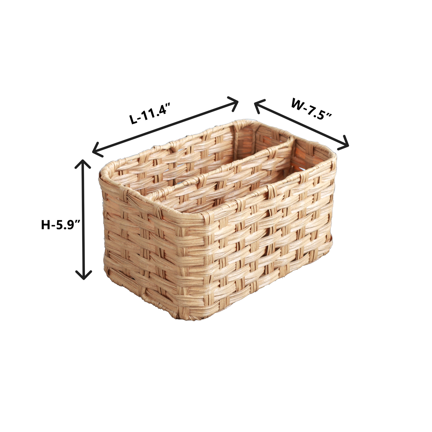 Eden Grace Hand Woven Resin Wicker Basket for Storage with Iron Frame and Dual Compartments - in Tan, Gray, and White