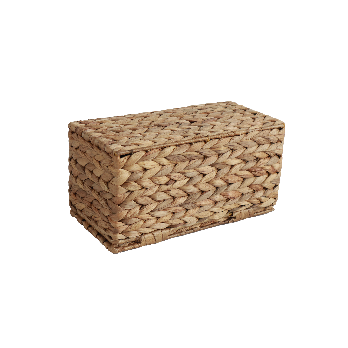 Eden Grace Single Rectangular Basket with Cover - Handwoven Water Hyacinth for Stylish Organization