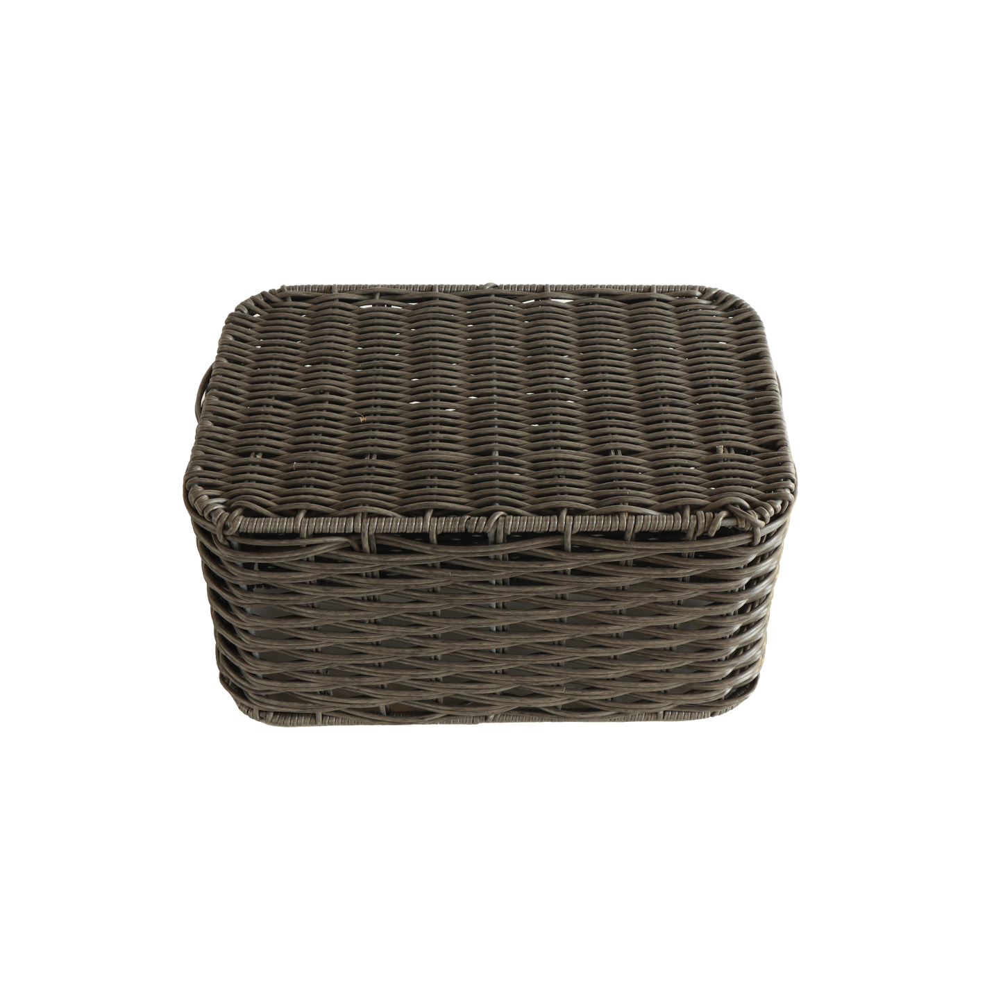 Eden Grace Hand Woven Resin Wicker Basket for Storage with Iron Frame and Dual Compartments - in Tan, Gray, and White