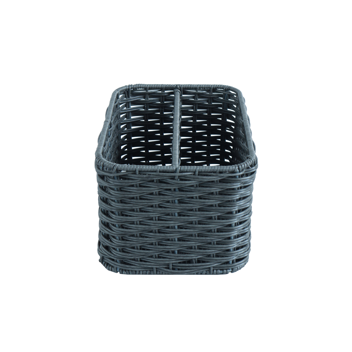 Eden Grace Hand Woven Resin Wicker Basket for Storage with Iron Frame and Dual Compartments - in Tan, Gray, and White