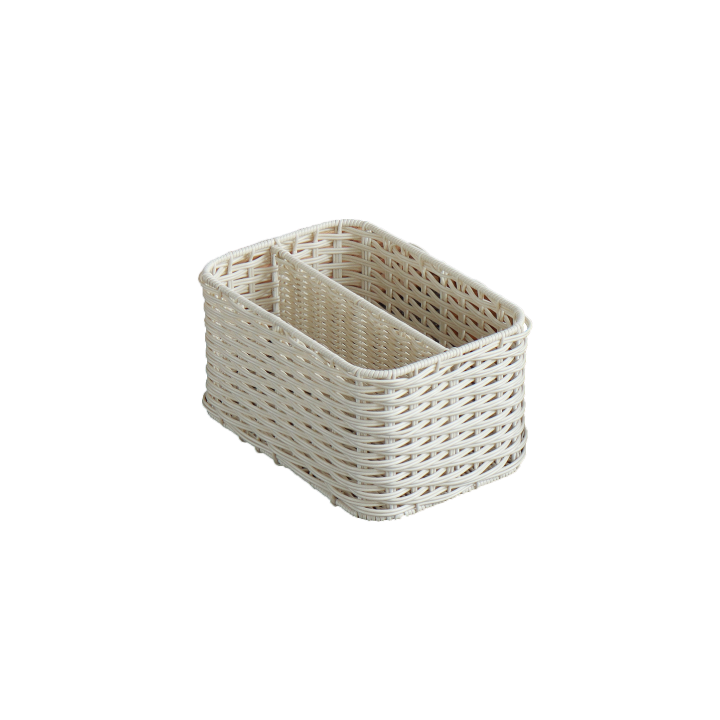 Eden Grace Hand Woven Resin Wicker Basket for Storage with Iron Frame and Dual Compartments - in Tan, Gray, and White