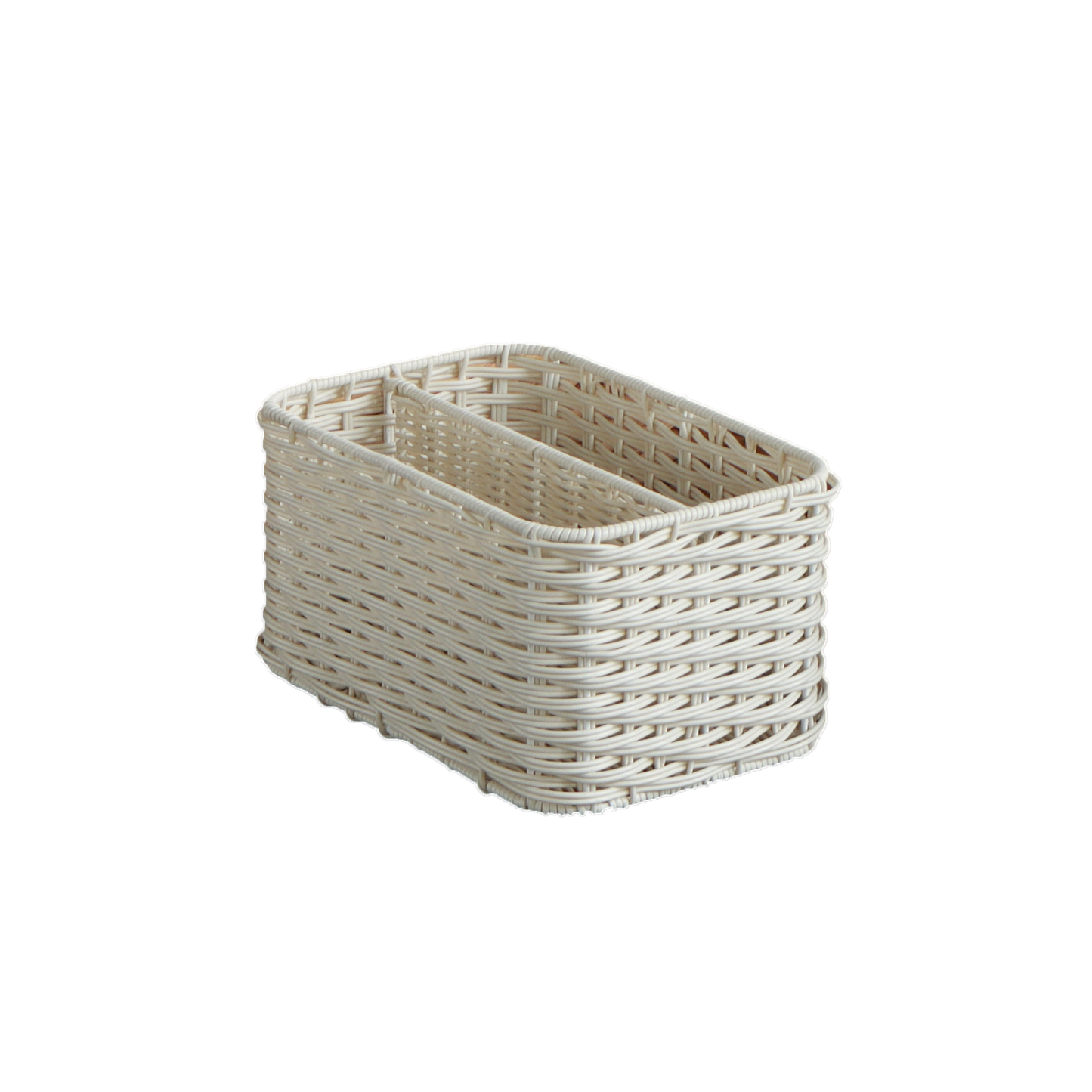 Eden Grace Hand Woven Resin Wicker Basket for Storage with Iron Frame and Dual Compartments - in Tan, Gray, and White
