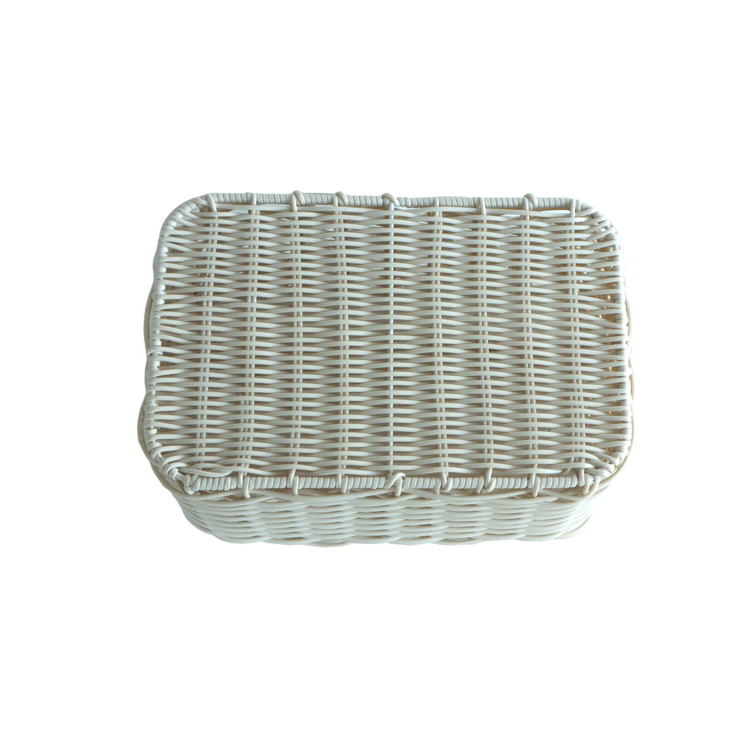 Eden Grace Hand Woven Resin Wicker Basket for Storage with Iron Frame and Dual Compartments - in Tan, Gray, and White