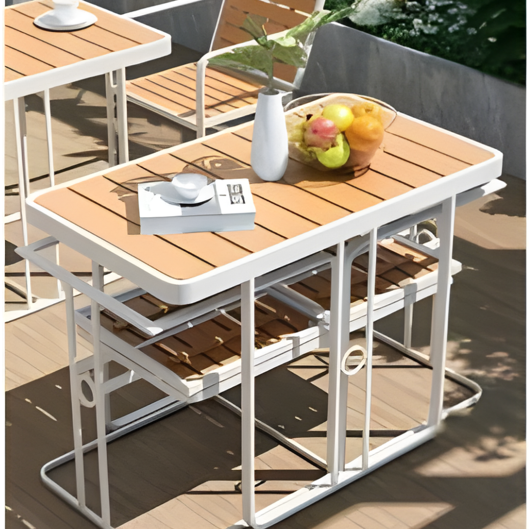 Eden Grace - Modern 3-Piece Steel and Polywood Balcony Furniture Set: Stylish Outdoor Seating Ensemble for Compact Spaces