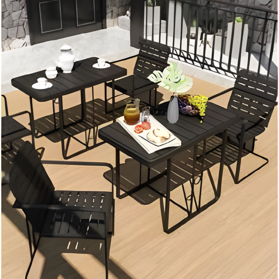 Eden Grace - Modern 3-Piece Steel and Polywood Balcony Furniture Set: Stylish Outdoor Seating Ensemble for Compact Spaces