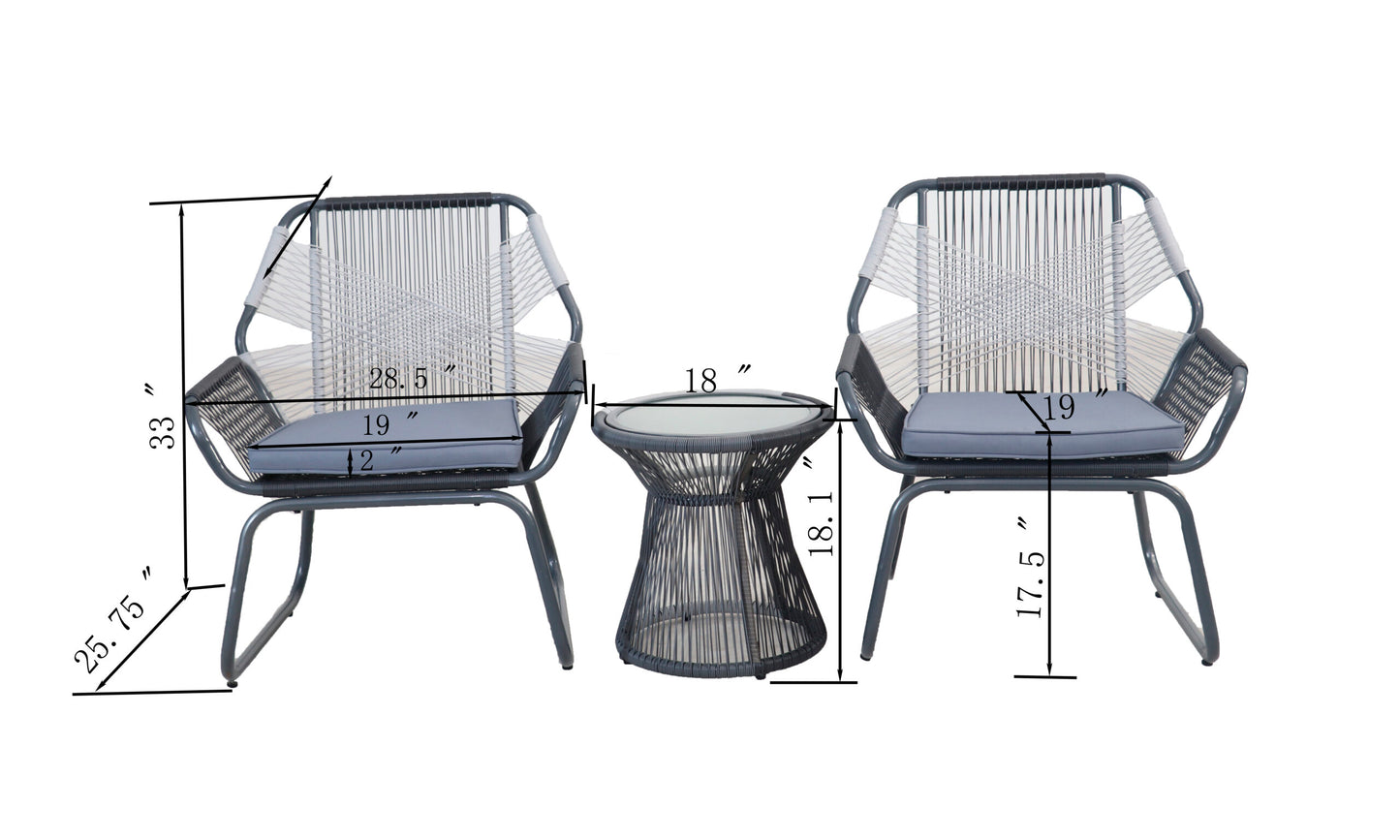 Nicole Miller Patio Gray & White Wicker String Bistro Set