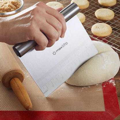 Max Life - Pizza Dough Scraper Cutter Pastry Cake Stainless Steel Divider Dough Knife