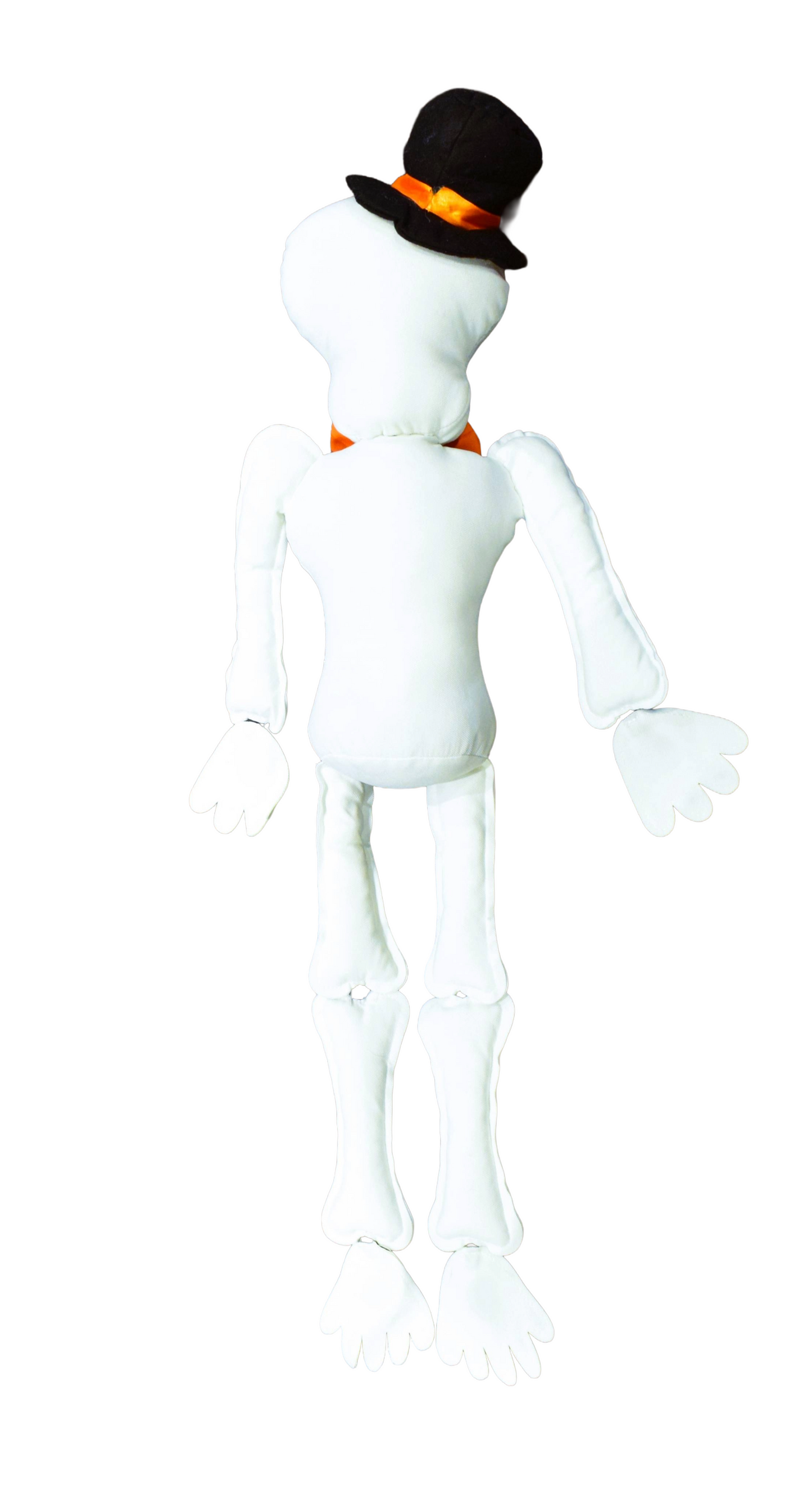Decorative Fabric Skeleton Plush – Skeleton with Hat and Orange Bow Tie