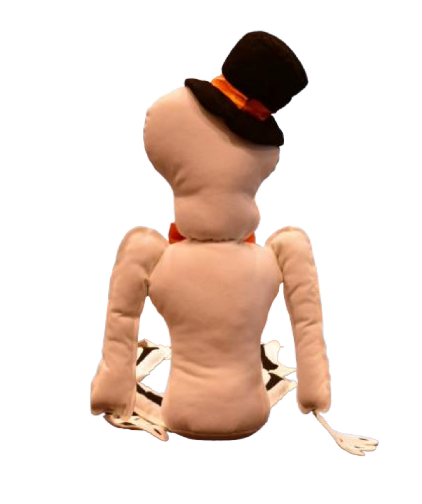 Decorative Fabric Skeleton Plush – Skeleton with Hat and Orange Bow Tie