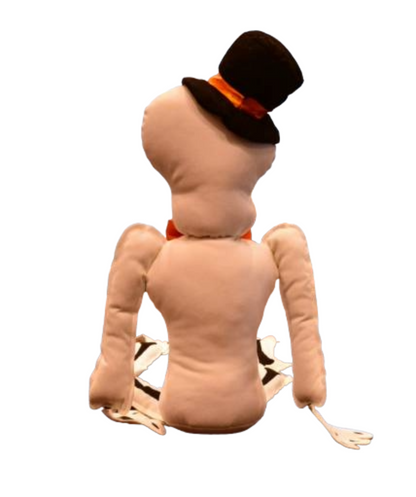 Decorative Fabric Skeleton Plush – Skeleton with Hat and Orange Bow Tie
