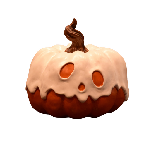 Resin Halloween Pumpkin with Ghost Covering – Spooky Tabletop Décor