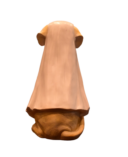 Resin Halloween Dog Figurine – Ghost Costume with LED Jack‑o’‑Lantern