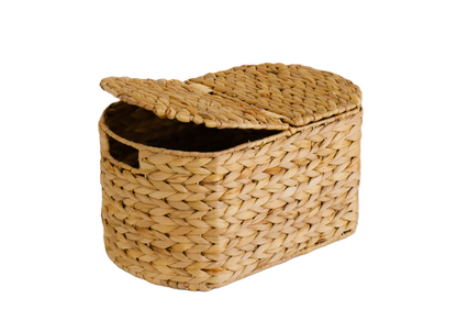 Eden Grace Handmade Oval Woven Wicker Basket with Lid - Stylish Storage Solutions for Home Organization