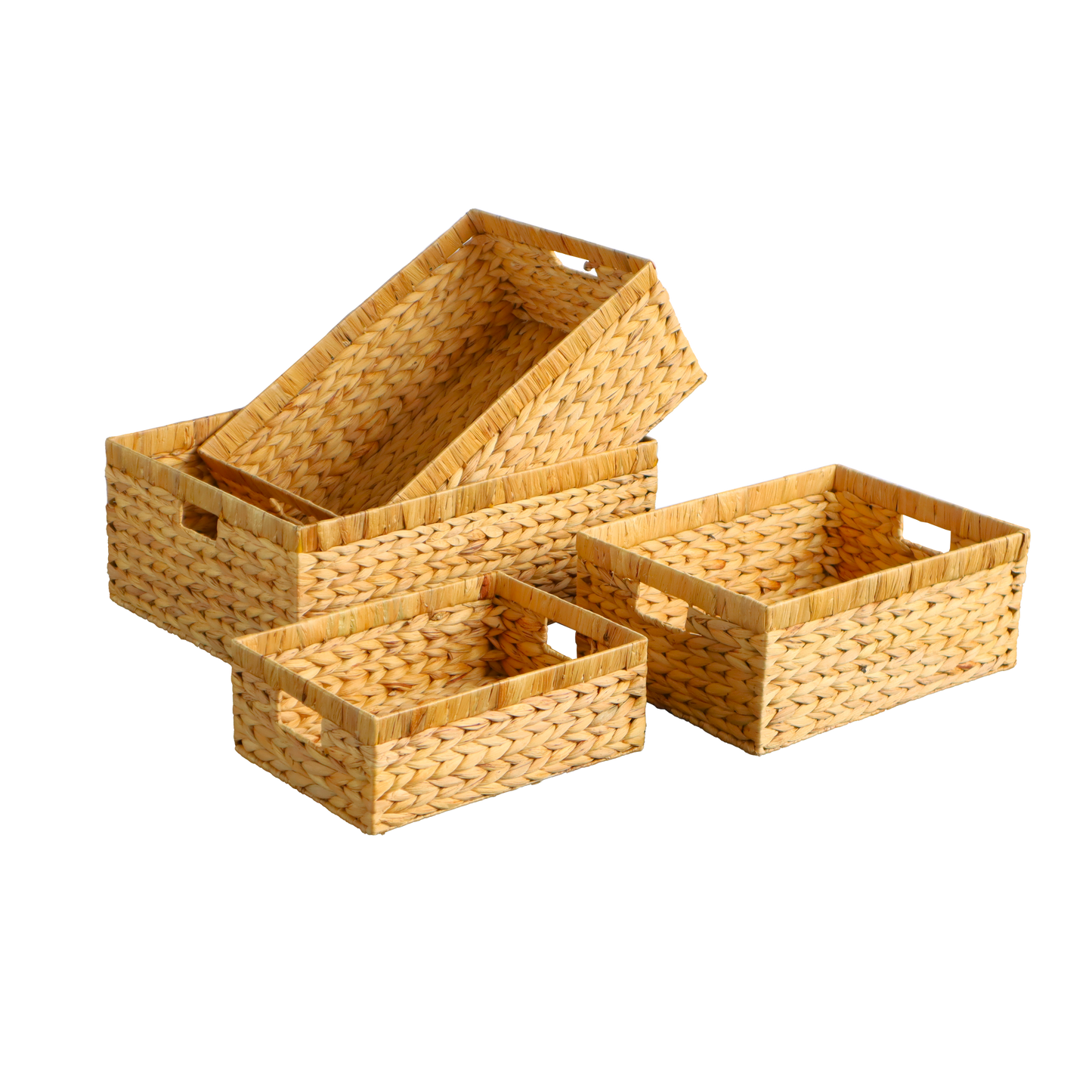 Eden Grace Set of 4 Hand-Woven Wicker Baskets. with Arrow Weave Design- Eco-Friendly Nesting Storage Bins for Home Organization in Bedroom, Bathroom, Laundry Room or Kitchen