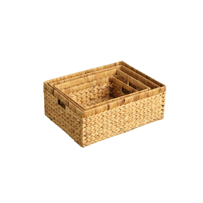 Eden Grace Set of 4 Hand-Woven Wicker Baskets. with Arrow Weave Design- Eco-Friendly Nesting Storage Bins for Home Organization in Bedroom, Bathroom, Laundry Room or Kitchen