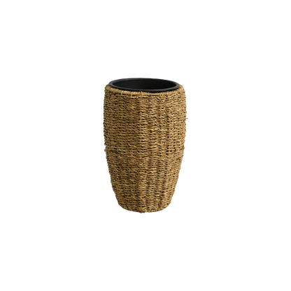 Eden Grace Set of 3 Hand Woven Round Wicker Planters - Made with Eco-Friendly Sustainable Seagrass - Comes with Polyethylene Pot inside