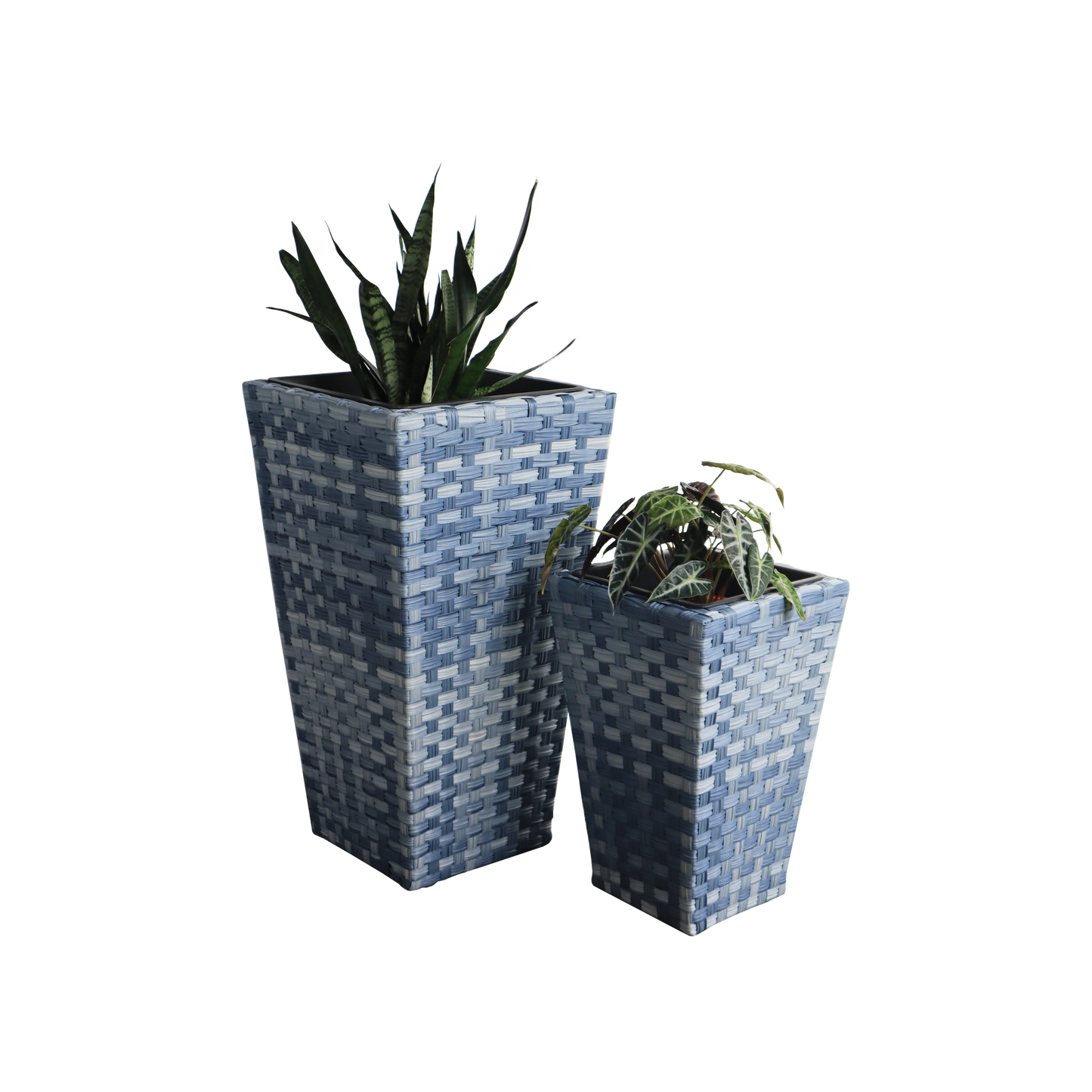 clear plastic rectangular planter liners Eden Grace Set Of 2 Rectangular All-Weather Wicker Planter With Plasti – Prestige Patio