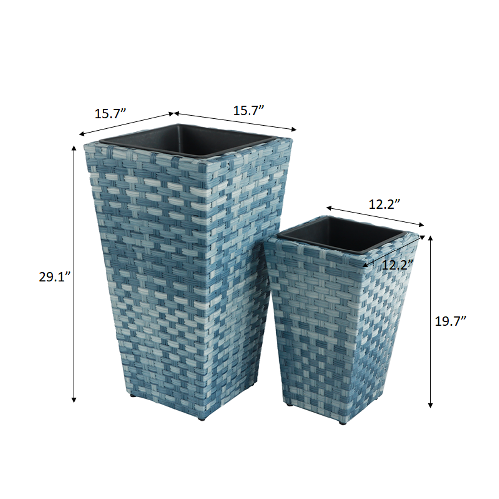 plastic lined wicker plant basket Eden Grace Set Of 2 Rectangular All-Weather Wicker Planter With Plasti – Prestige Patio