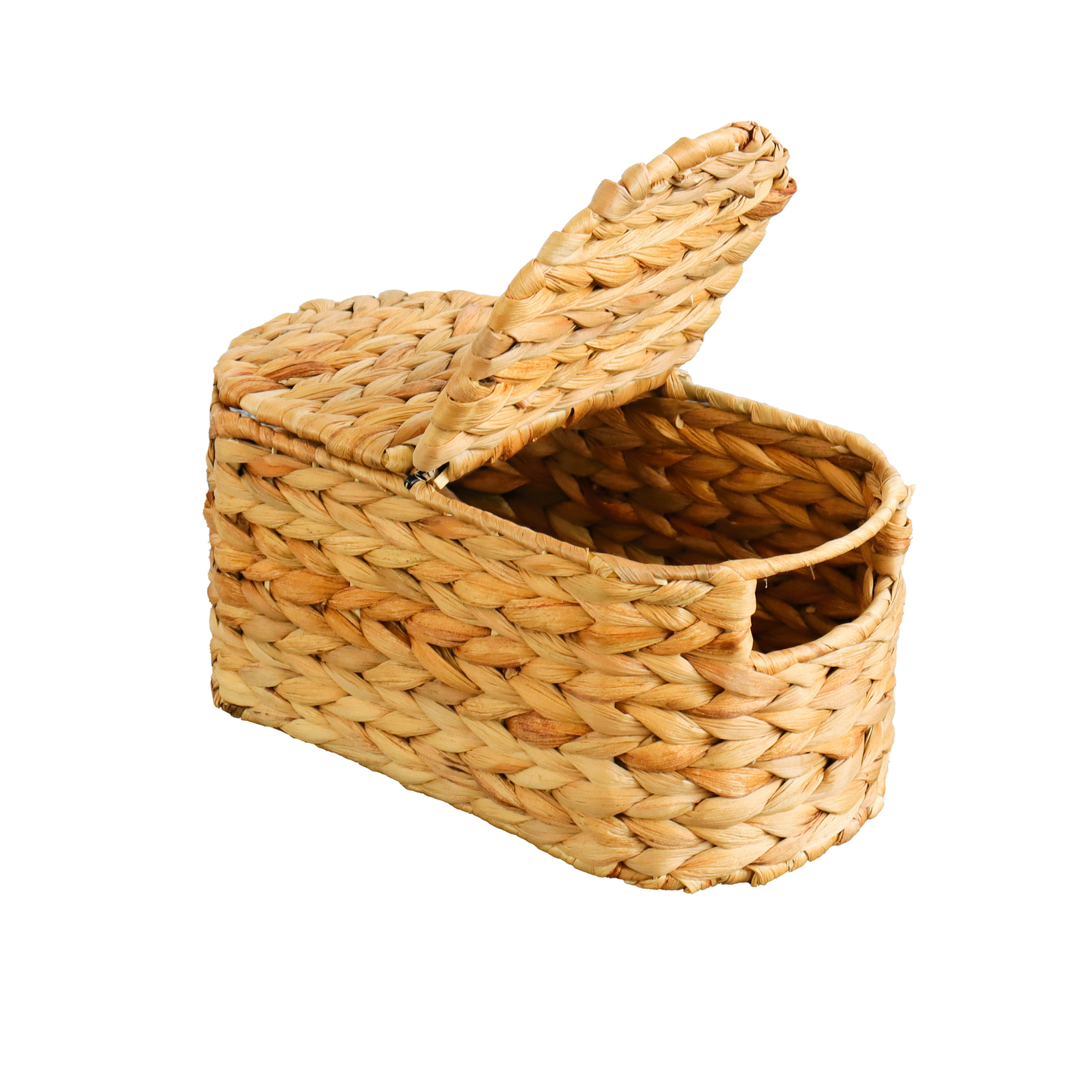 Eden Grace Handmade Oval Woven Wicker Basket with Lid - Stylish Storage Solutions for Home Organization