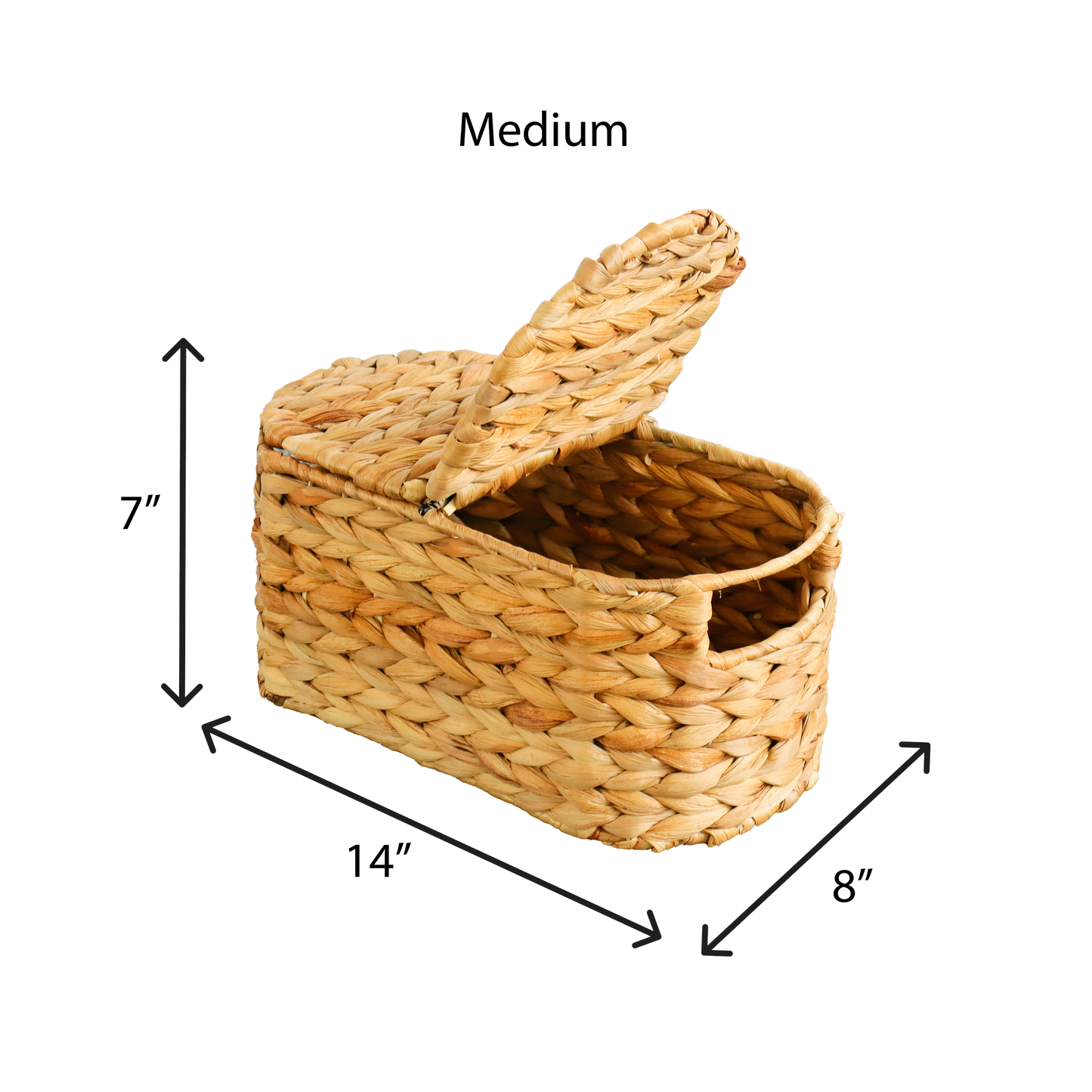 Eden Grace Handmade Oval Woven Wicker Basket with Lid - Stylish Storage Solutions for Home Organization