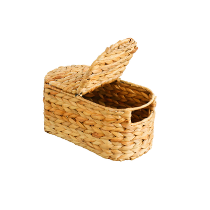 Eden Grace Handmade Oval Woven Wicker Basket with Lid - Stylish Storage Solutions for Home Organization