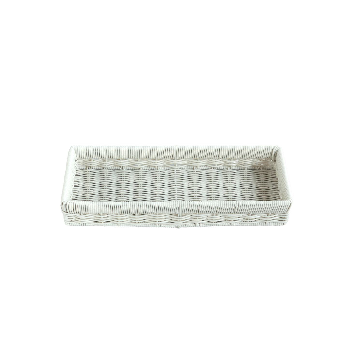 Eden Grace Set of 2 Hand Woven Wicker Serving Trays , Elegant Multi-Purpose Decorative Serving Trays in White and Gray