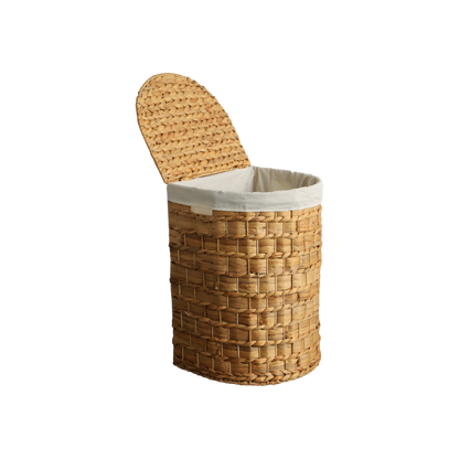 Eden Grace Set of 3 Half Moon Hand-Woven Wicker Hampers with Rice Nut Flat Weave and Iron Frame