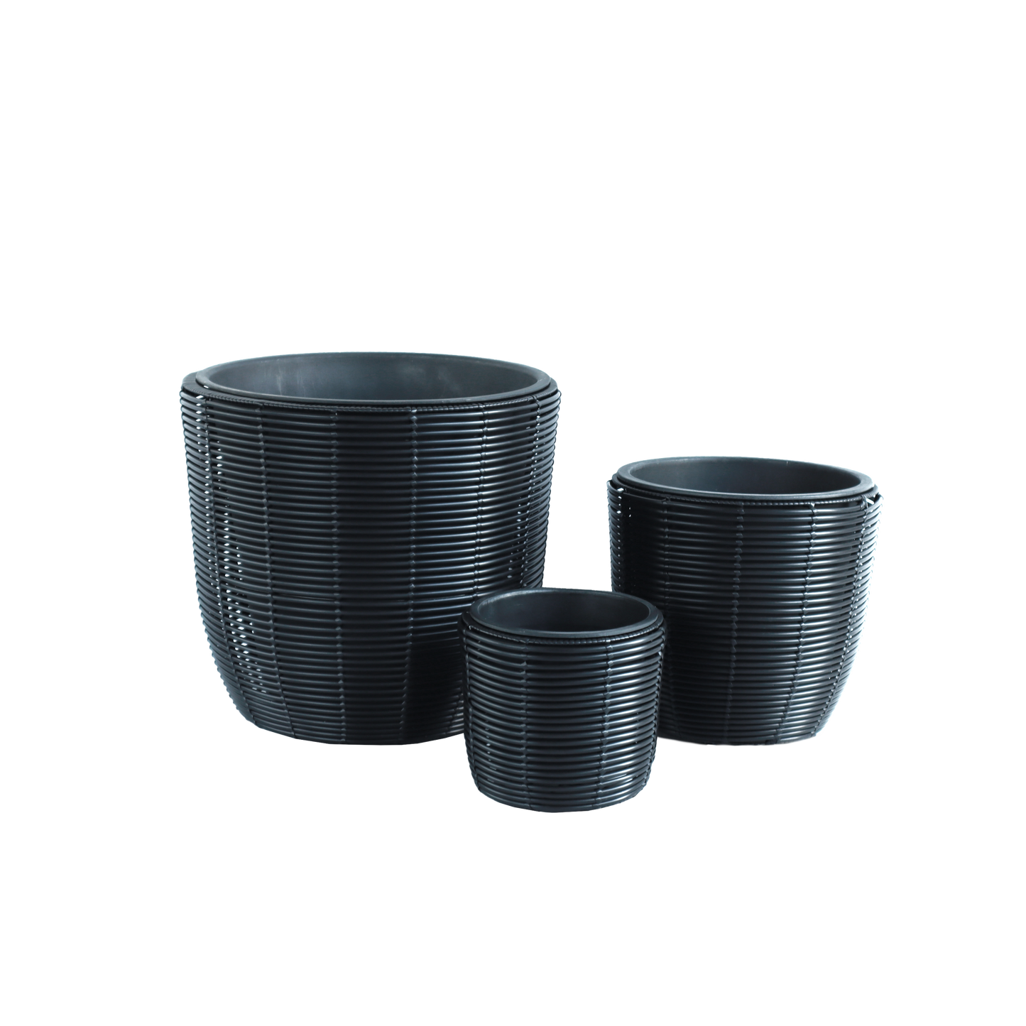 Eden Grace Set of 3 Hand Woven Round Wicker Planters - Made with Eco-Friendly Resin - Comes with Polyethylene Pot inside