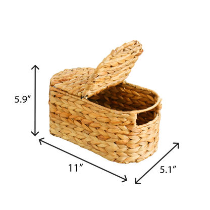 Eden Grace Handmade Oval Woven Wicker Basket with Lid - Stylish Storage Solutions for Home Organization