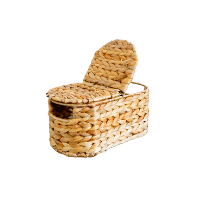 Eden Grace Handmade Oval Woven Wicker Basket with Lid - Stylish Storage Solutions for Home Organization