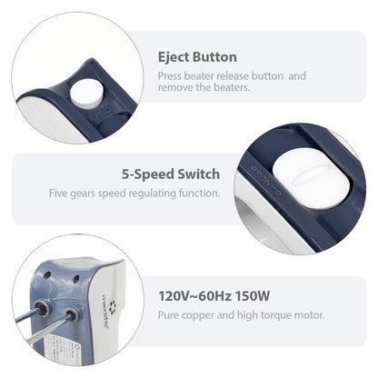 Max Life 3.2 Quarts Stand Mixer - 5-Speed Electric Powerful Stand Mixer, White, with Stainless Steel Bowl, Dough Hooks, Beaters,