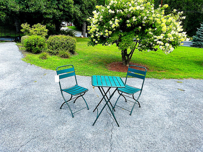 Nicole Miller Foldable Metal Bistro Set – 3 PC Contemporary Outdoor Dining