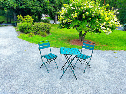 Nicole Miller Foldable Metal Bistro Set – 3 PC Contemporary Outdoor Dining