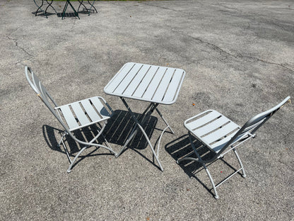 Nicole Miller Foldable Metal Bistro Set – 3 PC Contemporary Outdoor Dining