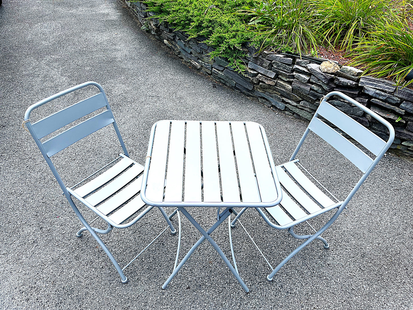 Nicole Miller Foldable Metal Bistro Set – 3 PC Contemporary Outdoor Dining