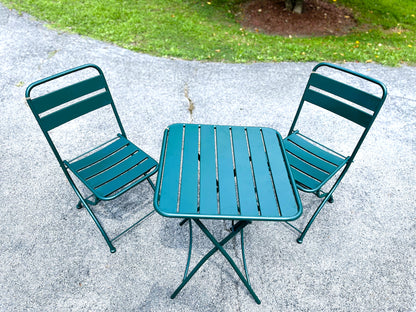 Nicole Miller Foldable Metal Bistro Set – 3 PC Contemporary Outdoor Dining