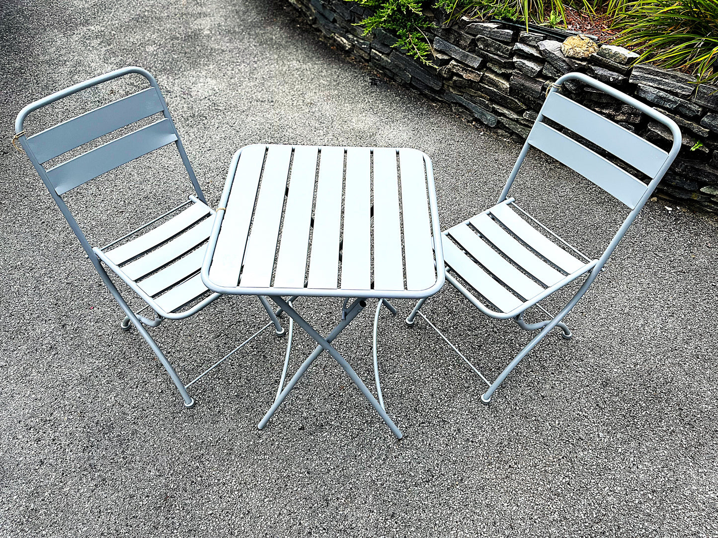 Nicole Miller Foldable Metal Bistro Set – 3 PC Contemporary Outdoor Dining