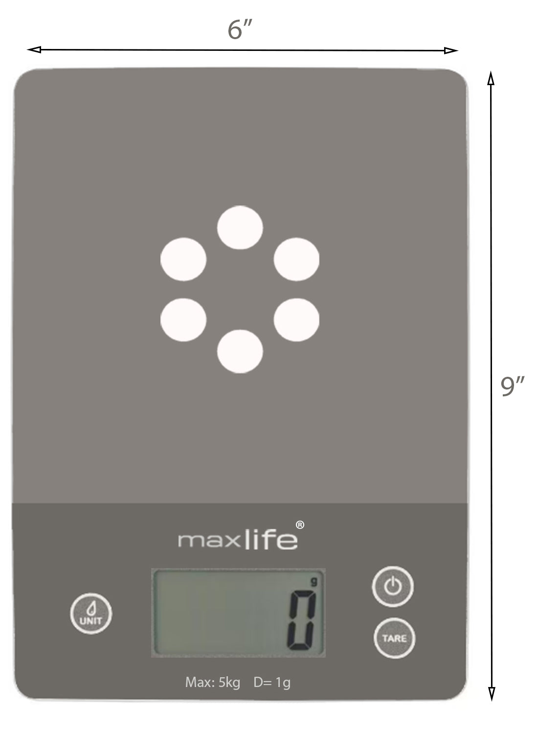 Max Life 11LB High Precision Digital Kitchen Scale with Tare and Multiple Measurement Units