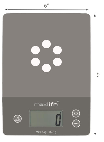 Max Life 11LB High Precision Digital Kitchen Scale with Tare and Multiple Measurement Units