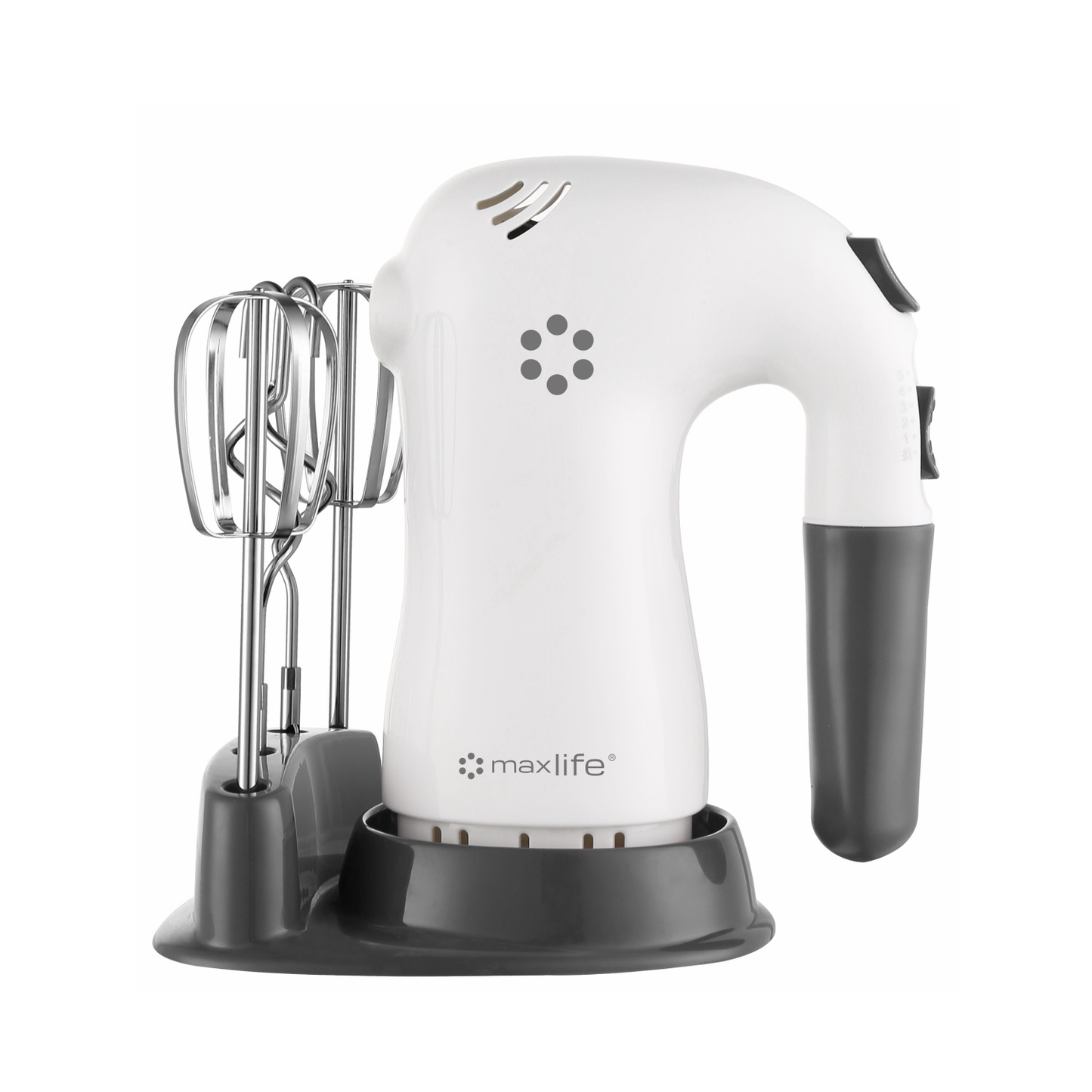 Max Life 5-Speed Electric Hand Mixer, White,  With Beater Stand , Superior Power and Efficiency