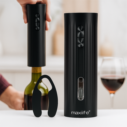 Max Life Electric Wine Opener - Stainless Steel Battery-Operated Wine Bottle Opener with Vacuum Wine Saver Pump, Drip-Free Pourer, and Foil Cutter