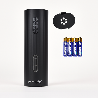 Max Life Electric Wine Opener - Stainless Steel Battery-Operated Wine Bottle Opener with Vacuum Wine Saver Pump, Drip-Free Pourer, and Foil Cutter