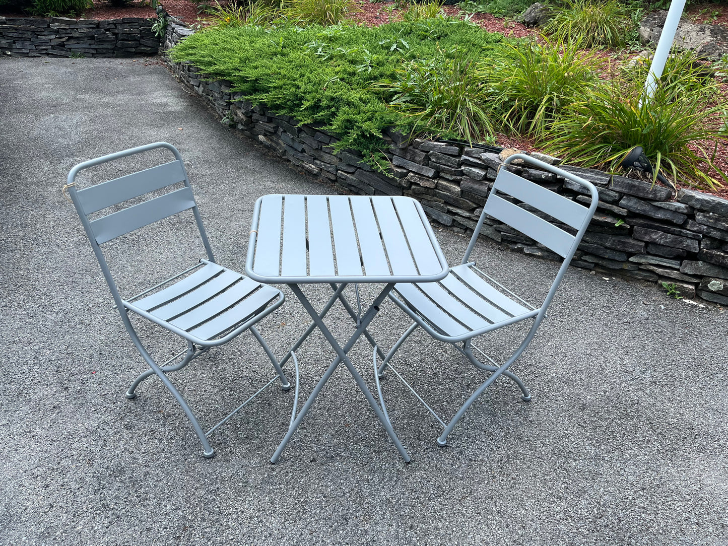 Nicole Miller Foldable Metal Bistro Set – 3 PC Contemporary Outdoor Dining