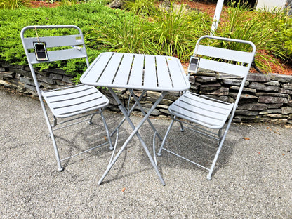 Nicole Miller Foldable Metal Bistro Set – 3 PC Contemporary Outdoor Dining