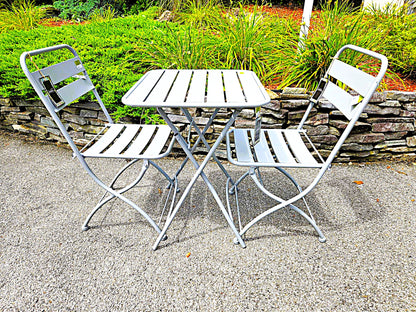 Nicole Miller Foldable Metal Bistro Set – 3 PC Contemporary Outdoor Dining