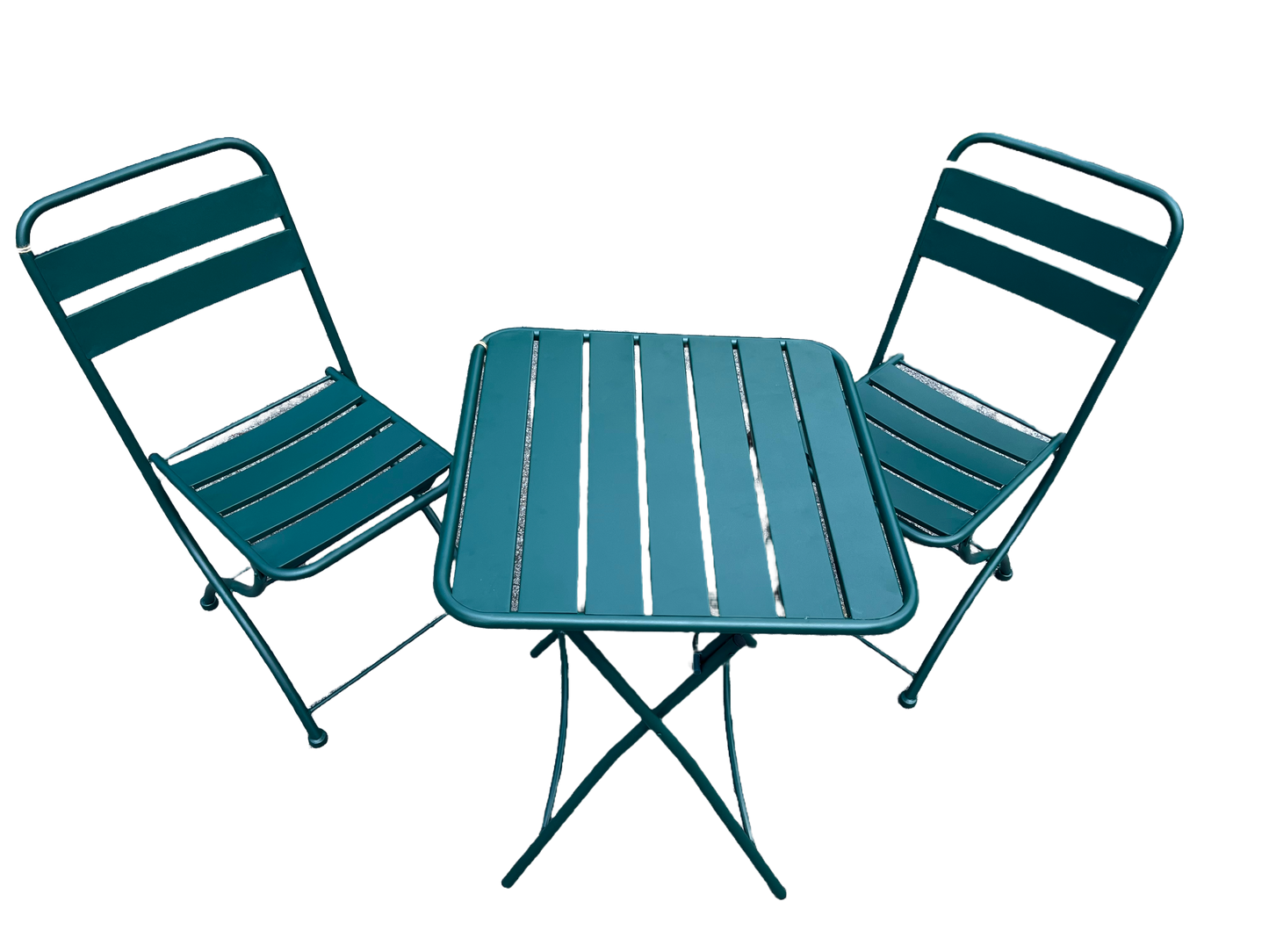 Nicole Miller Foldable Metal Bistro Set – 3 PC Contemporary Outdoor Dining