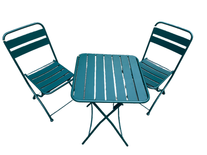 Nicole Miller Foldable Metal Bistro Set – 3 PC Contemporary Outdoor Dining