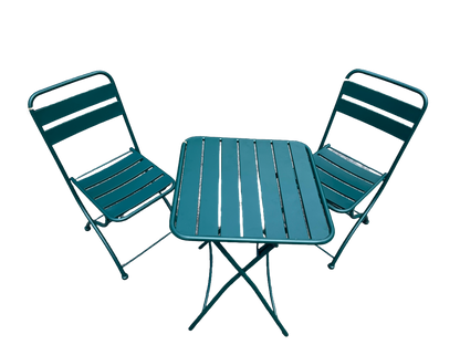 Nicole Miller Foldable Metal Bistro Set – 3 PC Contemporary Outdoor Dining